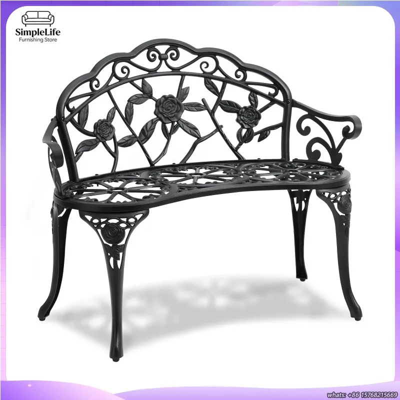 

Прочная уличная скамья из дерева и металла для сада, патио, парка, грузоподъемность 480 фунтов, устойчивая к погодным условиям, долговечная.