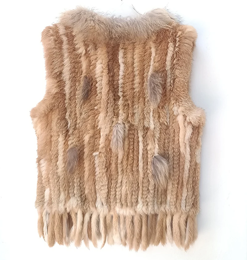 2021 Thu Dệt Kim Thật Lông Thỏ Áo Vest Nữ Ấm Áp Chính Hãng Lông Gilets Nữ Causual Chính Hãng Lông Áo