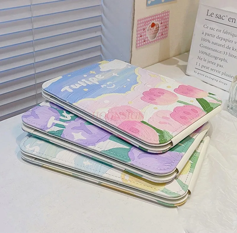 Espelho dobrável Tulip Desktop Stand Up Espelho portátil para vestir e maquiagem