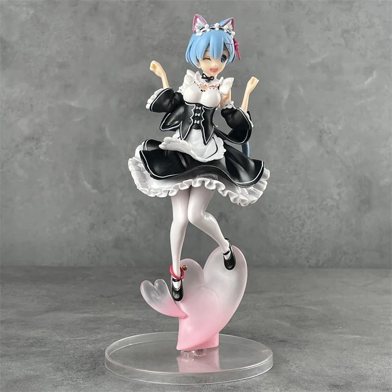 Re:ZERO życie w innym świecie startowego Rem Nekomimi Ver. Figurka z PVC w skali 1/8 figurka Anime prezent dla kolekcja zabawek lalki