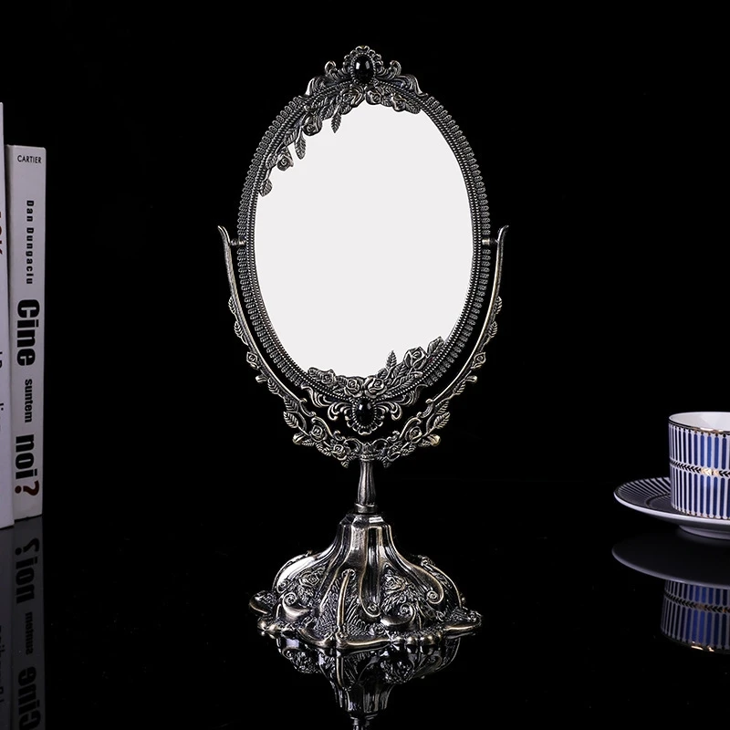 European Metal Double Sided Vintage Makeup Mirror Hd Vanity Table Decor For Women Brides Wedding Gift Elegant Romantic Princess