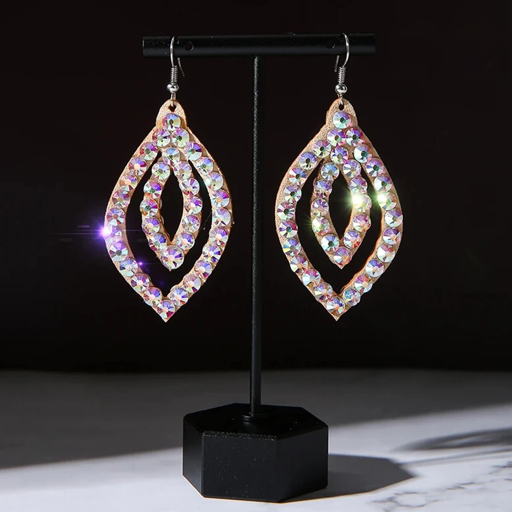 Stonefans Rhinestone Drop Earrings for Women Boho Belly Dance Accessories Statement Dangle Trending Earrings Jewelry Gift