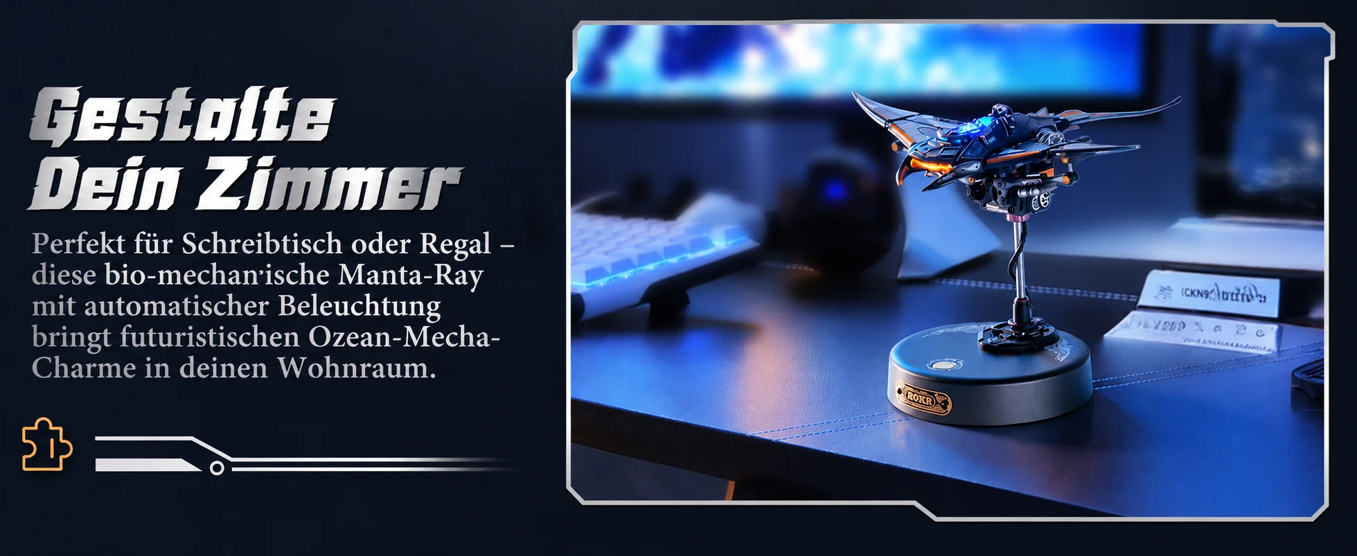 Robotime Manta Ray Mechanisches 3D-Puzzle-Set im Cyberpunk-Stil, Herausforderndes DIY-Projekt, Einzigartige Schreibtischdekoration, Geschenk für Erwachsene – Detail 4