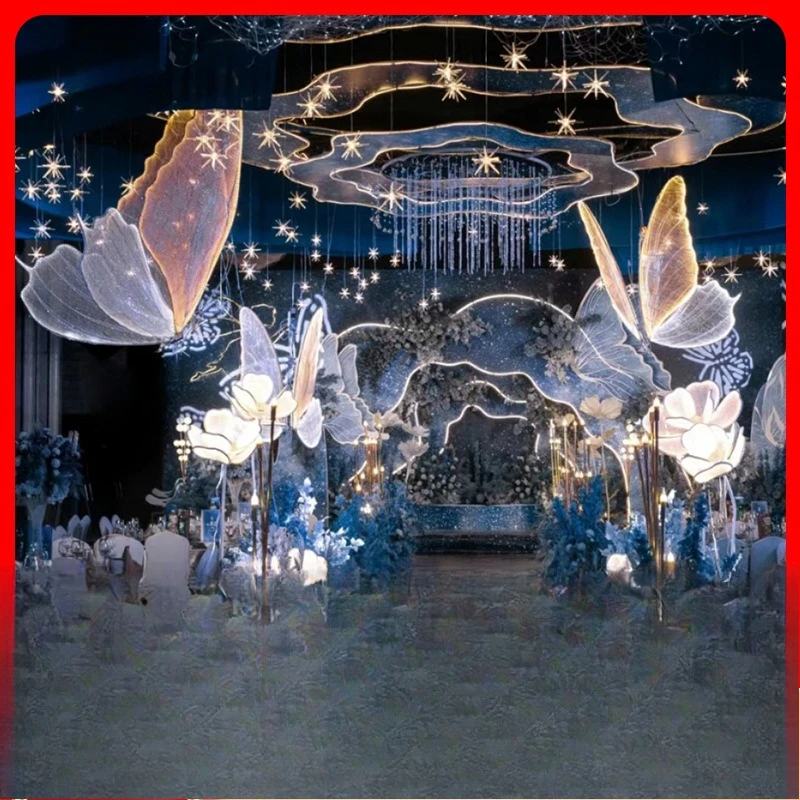 

Wedding props arrangement luminous butterfly wings stage decoration ceiling pendant venue arrangement ornament