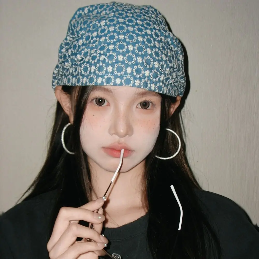 

Retro Punk Y2k Print Pullover Hats Vintage Ins Printed Beanies Cap Hiphop Korean Style Women's Turban Hat Music Festival