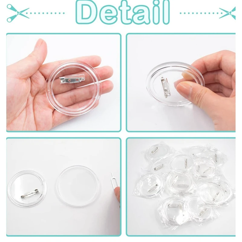 3 Inch DIY Button Pins Acrylic Button Pin Badge Clear Craft Button Badges Pin Back Buttons For School Projects 25Pcs