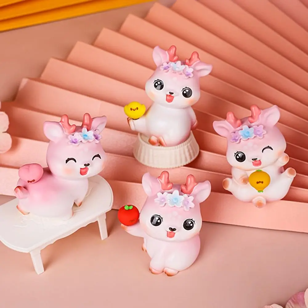 かわいい漫画の鹿の装飾品、樹脂工芸品、エルクのミニチュアフィギュア、リアルなミニ鹿の像、デスクアクセサリー、DIY