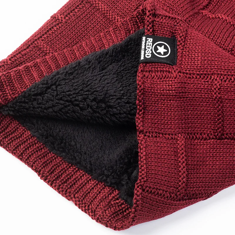 رجل كبير الحجم سميكة بونيه الشتاء الرياضة في الهواء الطلق الدافئة Skullies قبعة الرجال سدادات حماية الأذن قبعة متماسكة يندبروف التزلج القبعات Gorro #6