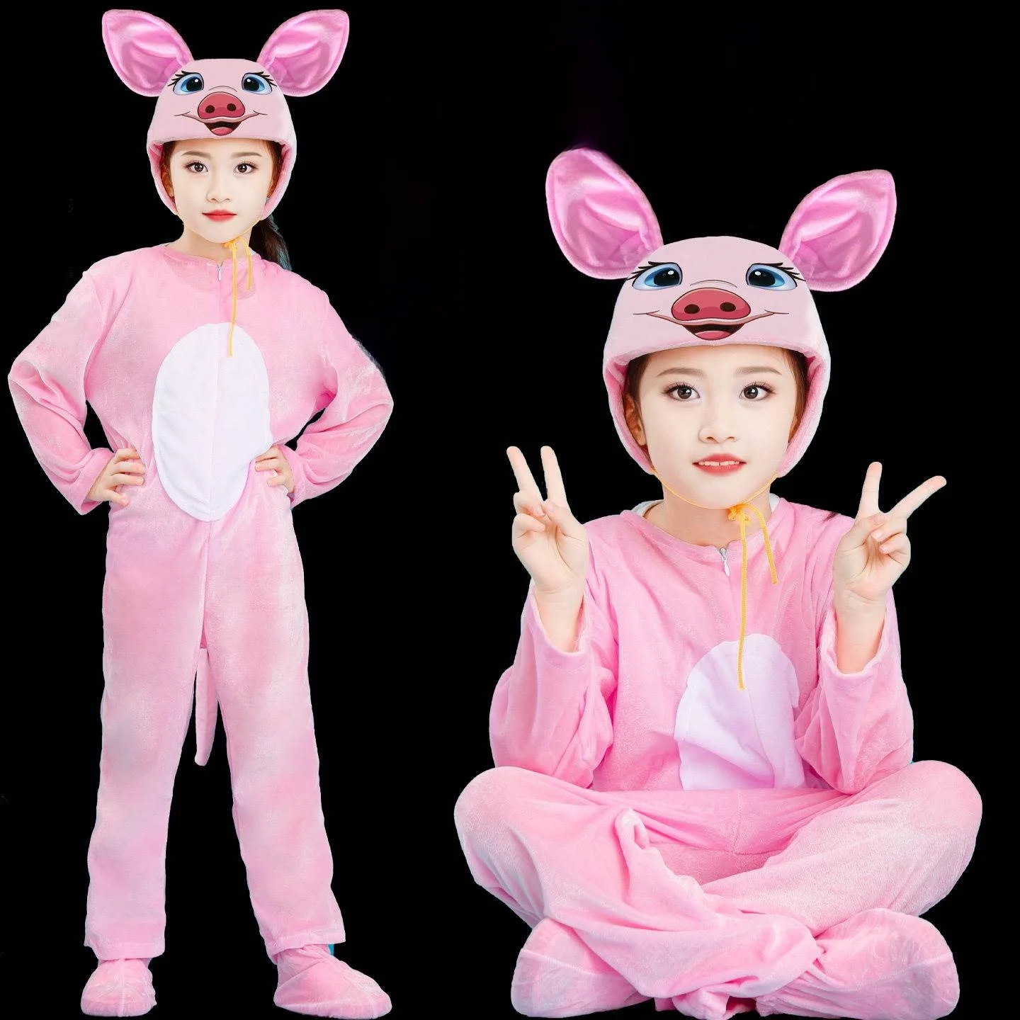 Halloween Pig Costume Children's Animal Performance Clothes Stage Outfits Three Little Pigs Build a House Fairy Tale Theme