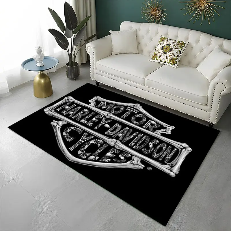 Retro H-Harleys Racing Moto Non-Slip Area Rug for Living Room,Bedroom,Playroom,Soft Carpet Floor Mat Home Decor Rug Kids Room view 5