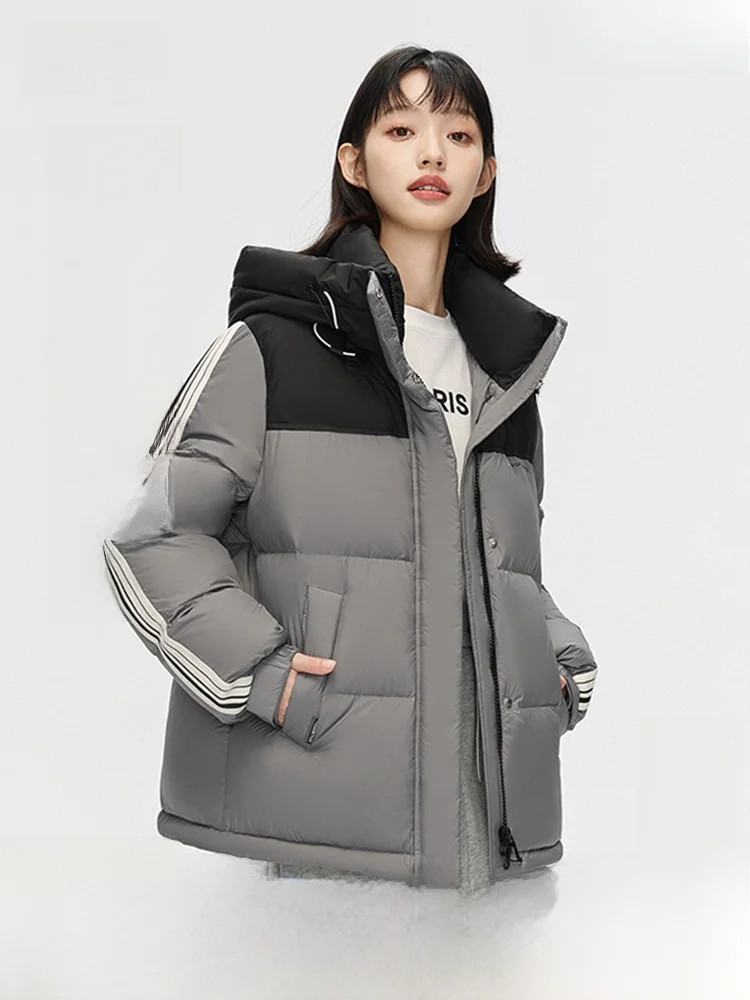 

Snow Flng 2024 Winter Women's ort Hooded down Jaet Puff Stripe Cold Resistant Sport Youth Polyester Fiber Long Sve Z...