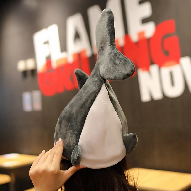 Funny Shark Hat Adjustable size Shark Hat Plush Toy Animal Hat Creative Birthday Gift Novelty Hat Both Adults and Kids can wear