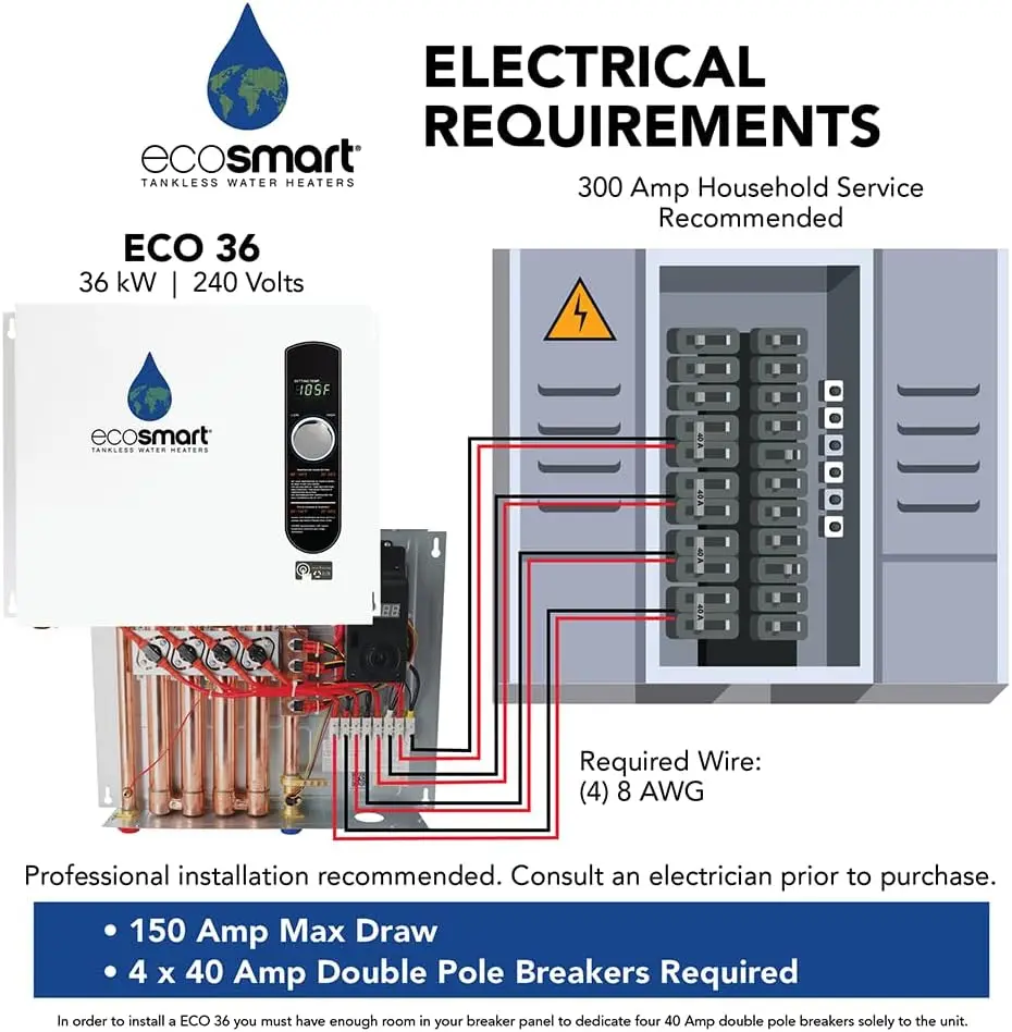 Eco 36 36kw 240V Elektrische Tankloze Boiler, Wit