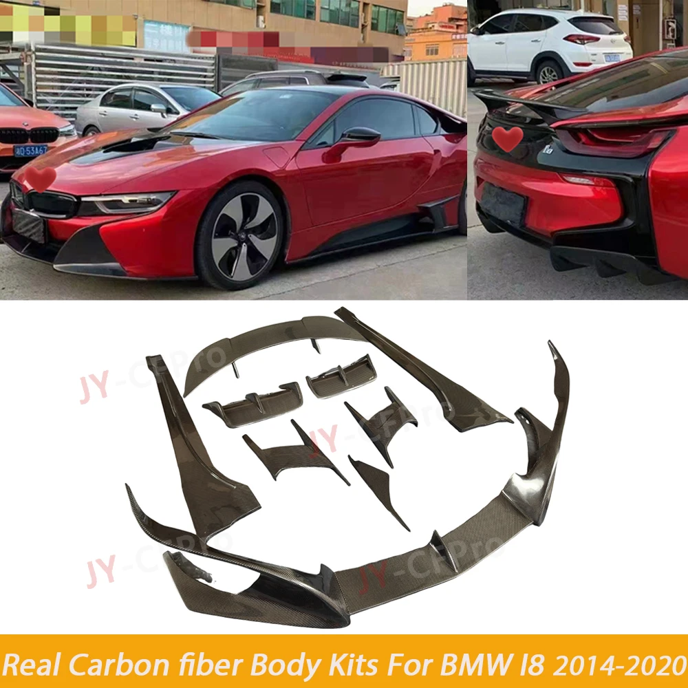 

I8 Передний бампер из настоящего углеродного волокна, передняя губа, боковая юбка, задний диффузор, спойлер багажника, комплект кузова для BMW I8 2014-2020