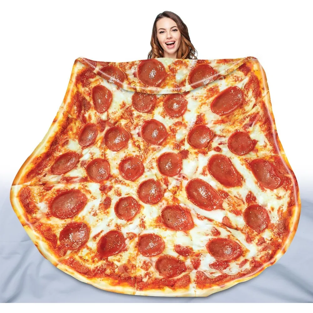 

QiYi Double-Sided Pizza Blanket 2.0 - Large Food-Themed Throw for Adults and Kids, Humorous Thanksgiving and Christmas Gift Idea