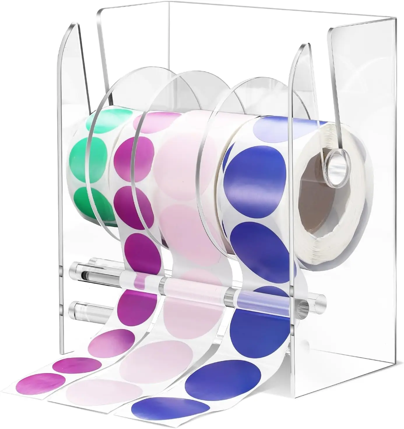 Adjustable Label Dispenser Acrylic Roll Sticker Dispenser Sticker Holder Label Stand for Holding Office Home Journal BusinessUse