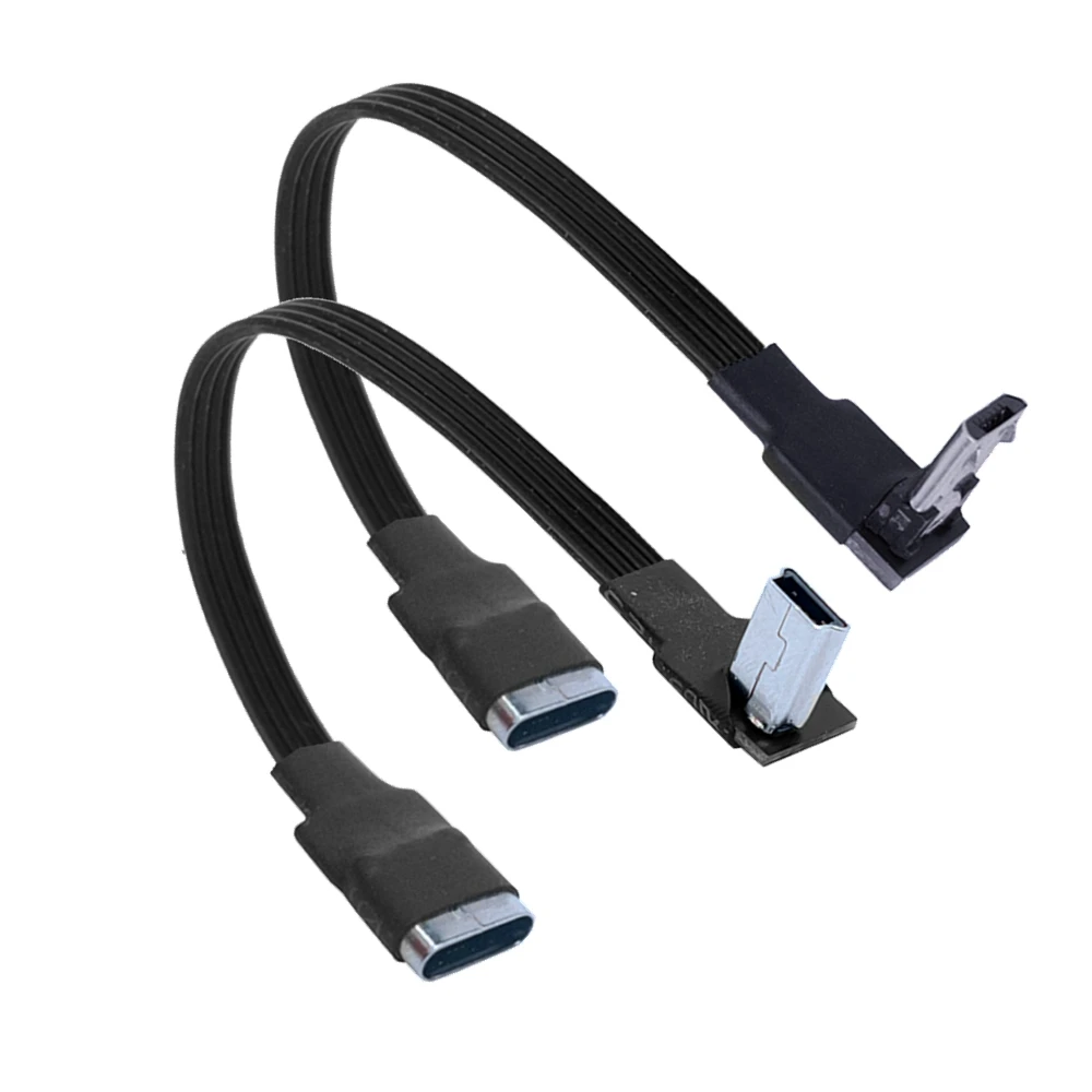 Micro Mini Tipo-C Masculino Adaptador de carregamento USB, ângulo de 90 graus, Micro Converter, cabo de dados, 5cm, 10cm, 1m