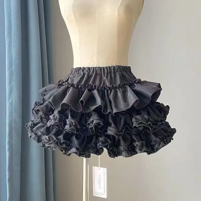 Kawaii Lolita Mini Skirt Women Summer Ruffles Patchwork Hottie Cake Skirts High Waist Sweet Folds Cute Casual A Line Skirt New