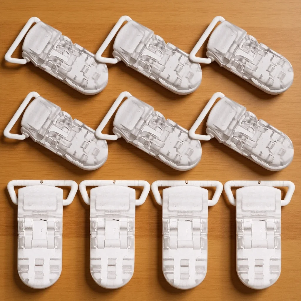 

25Pcs Baby Pacifier Clips Transparent T-Shaped Plastic Badge Clips for Craft Projects Strap Making Design