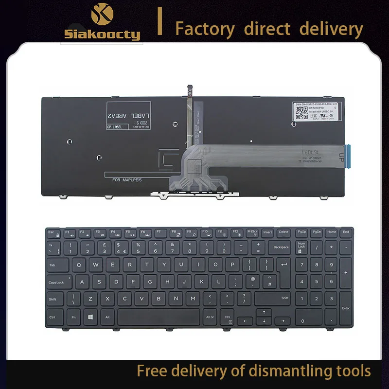 

Siakoocty for Black Backlit UK Keyboard Black Frame For Dell Inspiron 15 5545 5547 5548 5551