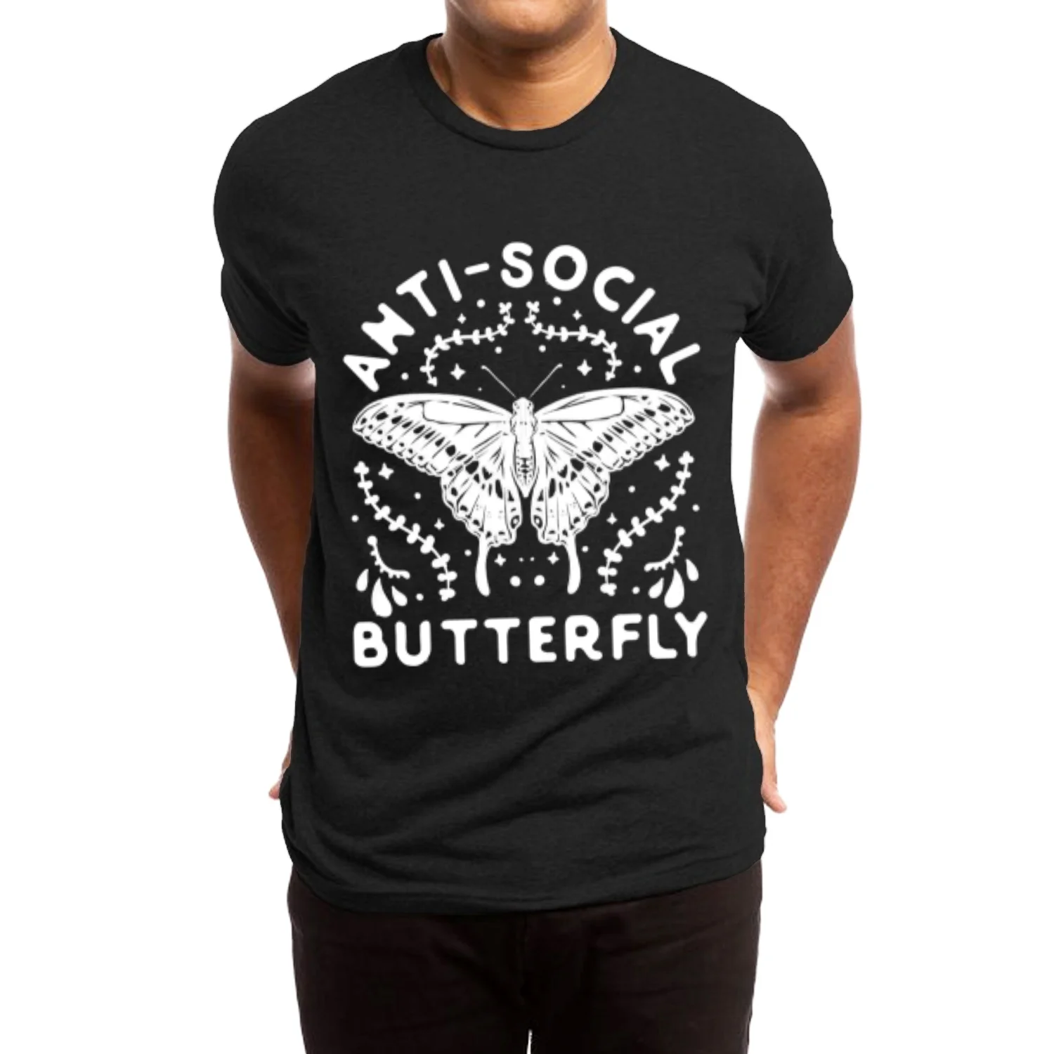 Summer 2024 New Women's Cotton Black T-Shirt Y2K Oversized Butterfly Print Loose Top Casual Cute Fairy Style Short Sleeve