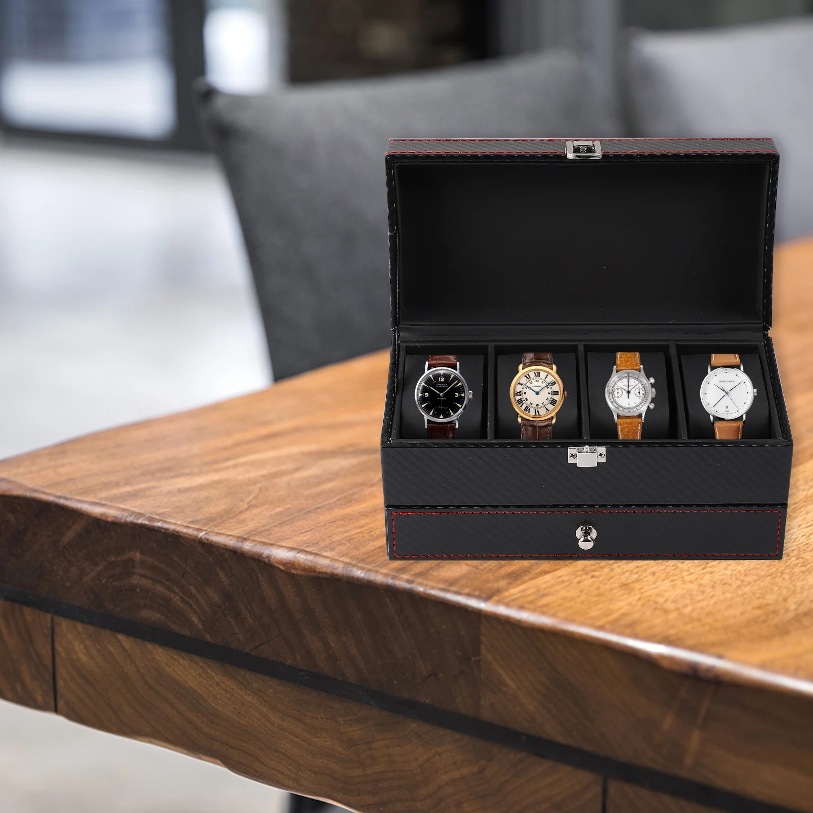 1Pcs Watch Box Jewelry Organizer Durable Storage Display Case Suitable for Wedding Engagement Birthday Gift Watch Box