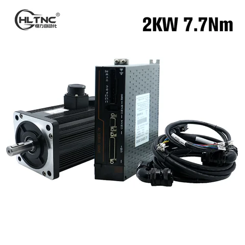 HLTNC 130ST M07725 2Kw 7.7Nm 2500rpm 220V AC Servo Motor Kit With Brake and T3DF-L30F-RABF Engine Drive For CNC Engraver Lathe