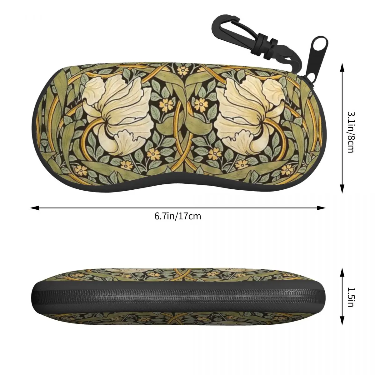 William Morris Pimpernel Sunglasses Case Neoprene Zipper Floral Textile Pattern Shell Eyeglass Case Protective Box For Glasses