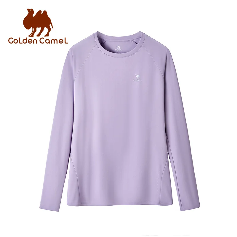 GOLDEN CAMEL Shirts for Women Men Round Neck Knitting Sport Long-sleeved T-shirts Quick-drying Sun Protection Breathable Jackets