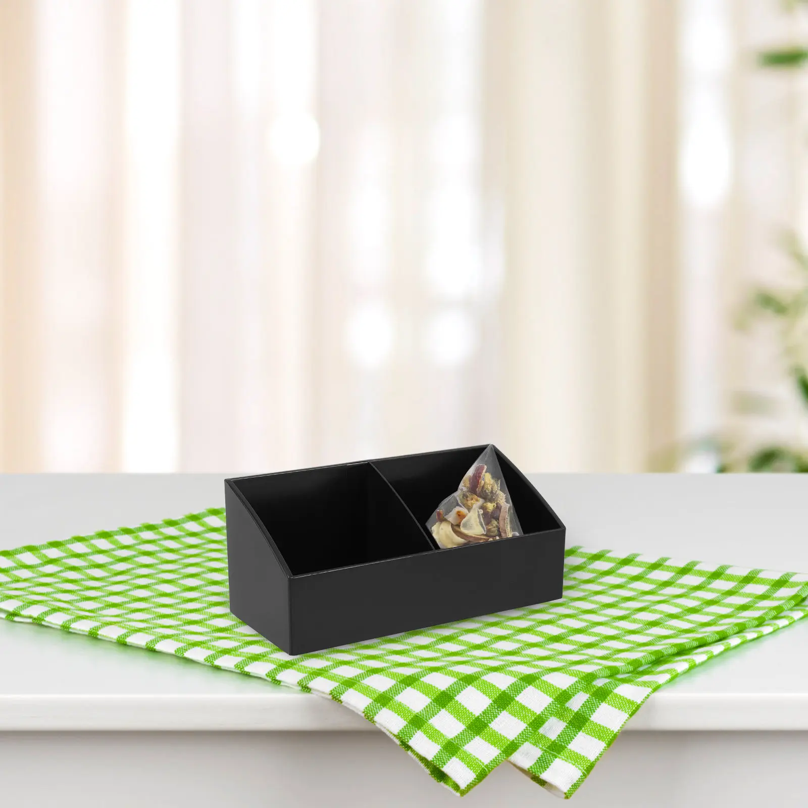2-Compartment Seasoning Packet Organizer Tea Bag Box Tea Bag Storage Case Kitchen Desktop Coffee Station Holder Organizer