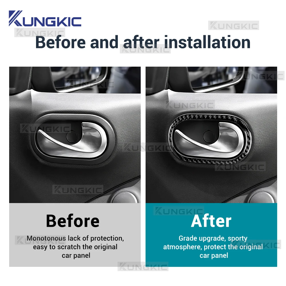 Real Soft Carbon Fiber For Mercedes Benz Smart 453 Fortwo Forfour 2016 2017 2018 2019 2020-2024 Car Door Handle Frame Stickers view 3