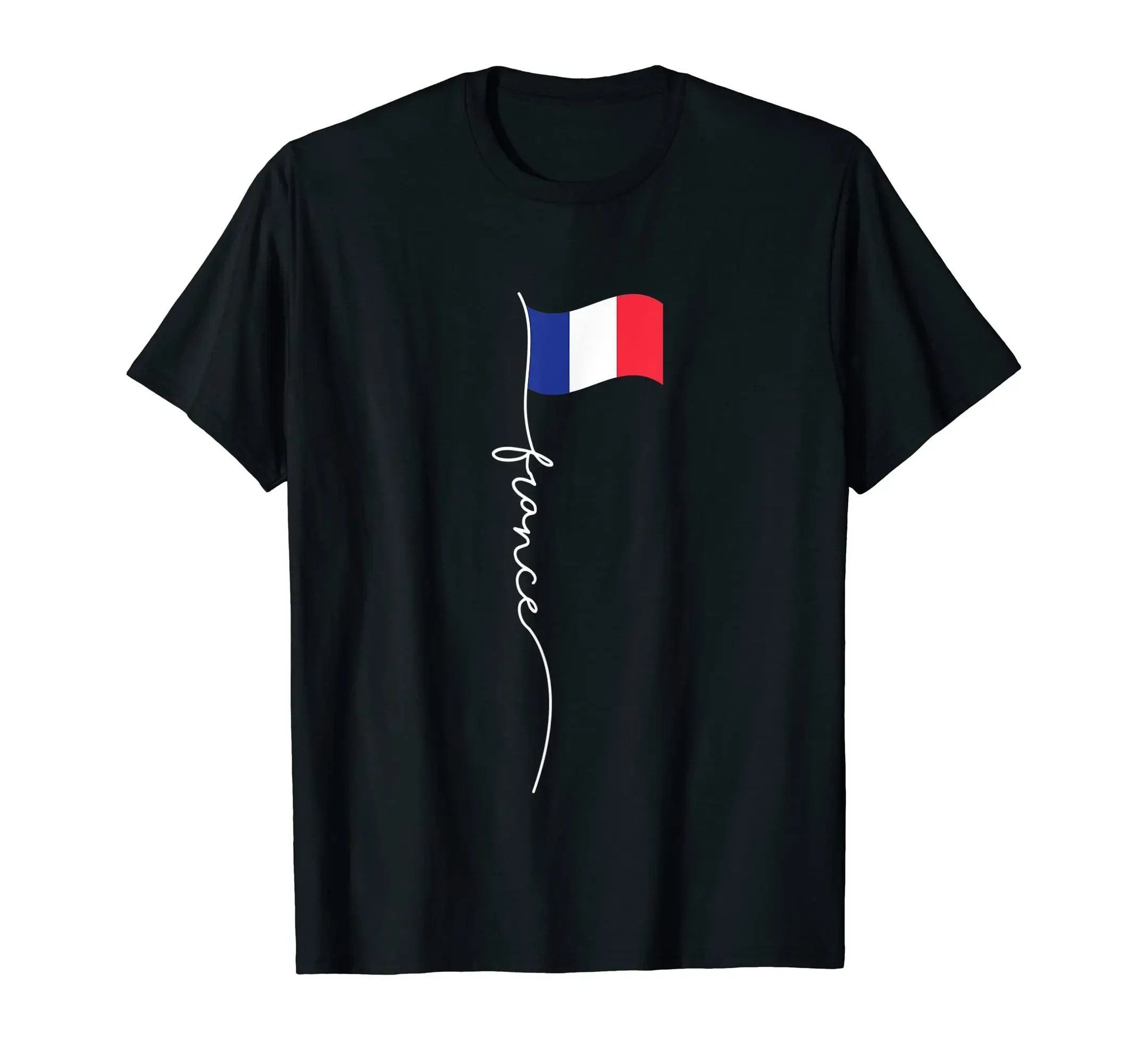 UNISEX T Shirts 100% Cotton France Signature Flag Pole - Elegant Patriotic French Flag T-Shirt Hip Hop MEN WOMEN