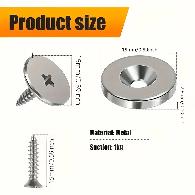 Cabinet Door Magnetic Closure Metal Magnetic Catch for Hidden Closing - Suitable for Furniture Cabinet, Kitchen Glass Doors