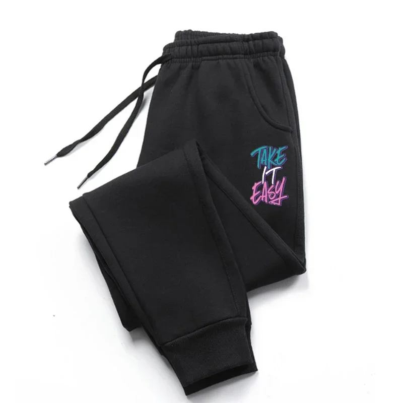 

Take It Easy Print Sweatpants Men's Autumn Outdoors Warm Sport Trousers Casual Daily Gym Fitness Runninng Long Pant