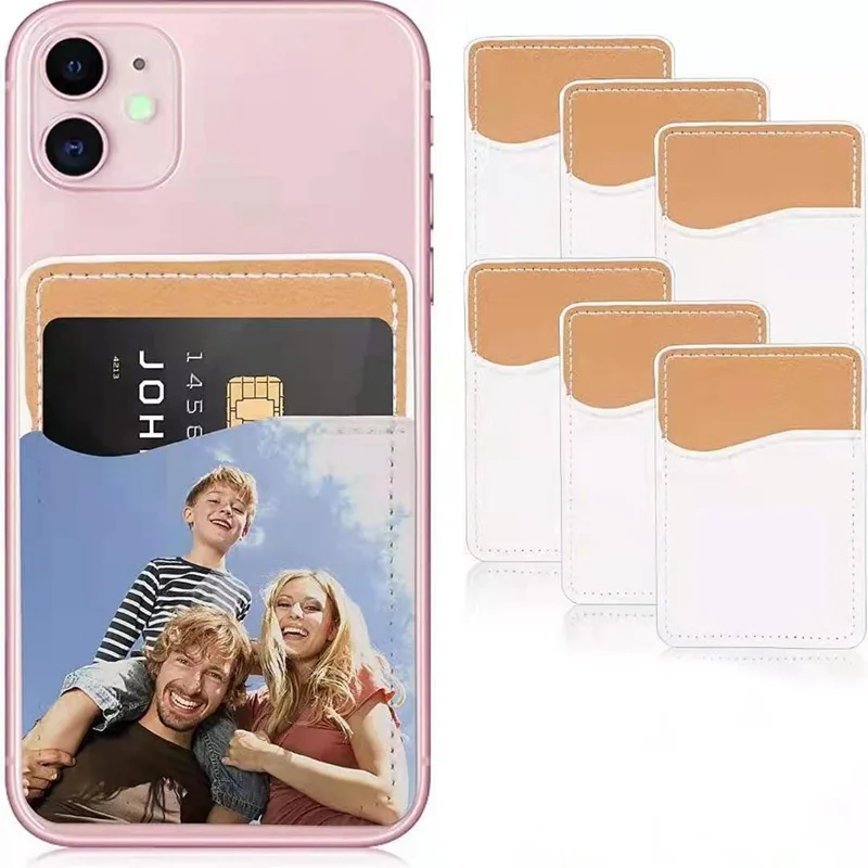 10pcs Sublimation Blank PU Leather Card Holder Printable Stickers Heat Press DIY For Phone Wallet Card Holder