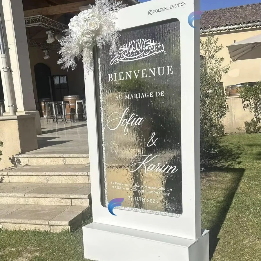 

Customization.Event Welcome Sign Waterfall Backdrop Mirror Water Fountain for Wedding