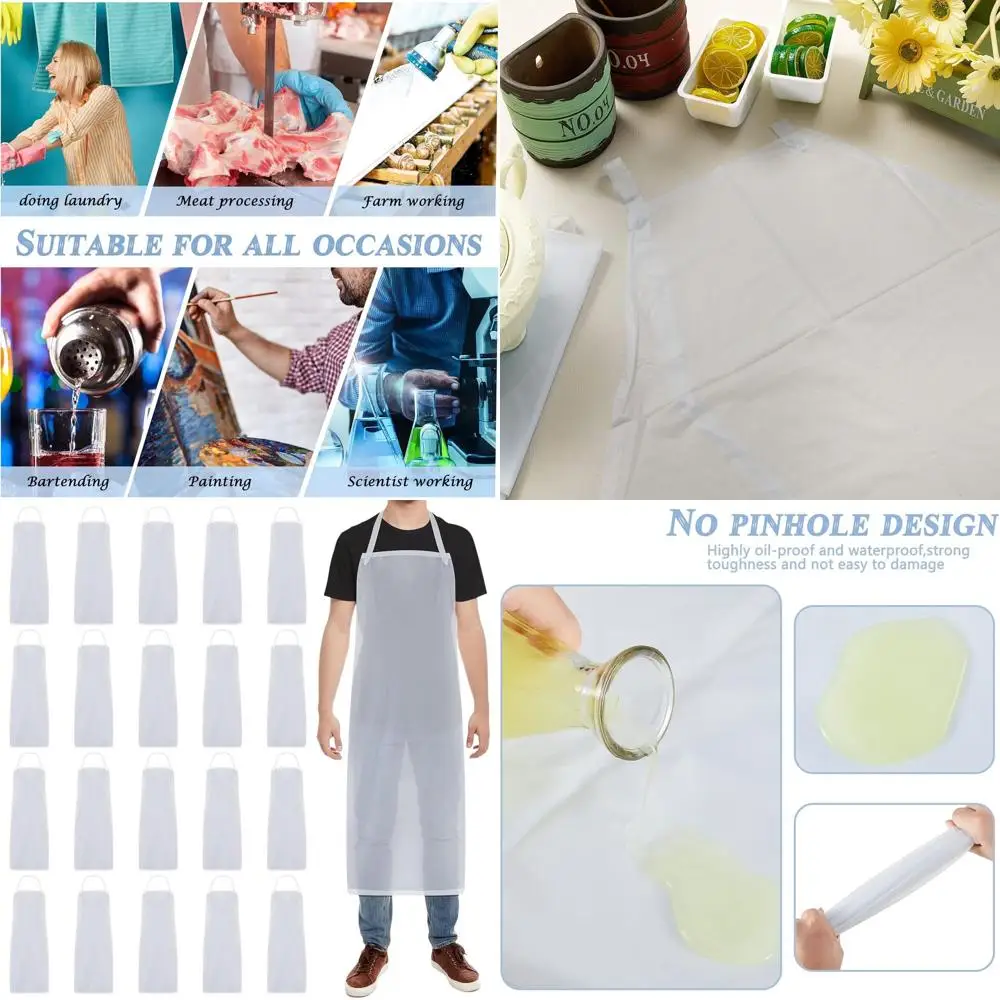

20-Pack Heavy-Duty Clear Vinyl Aprons, 47 Unisex Waterproof Kitchen Aprons for Cooking, Cleaning, Dishwashing, and Butcher Work
