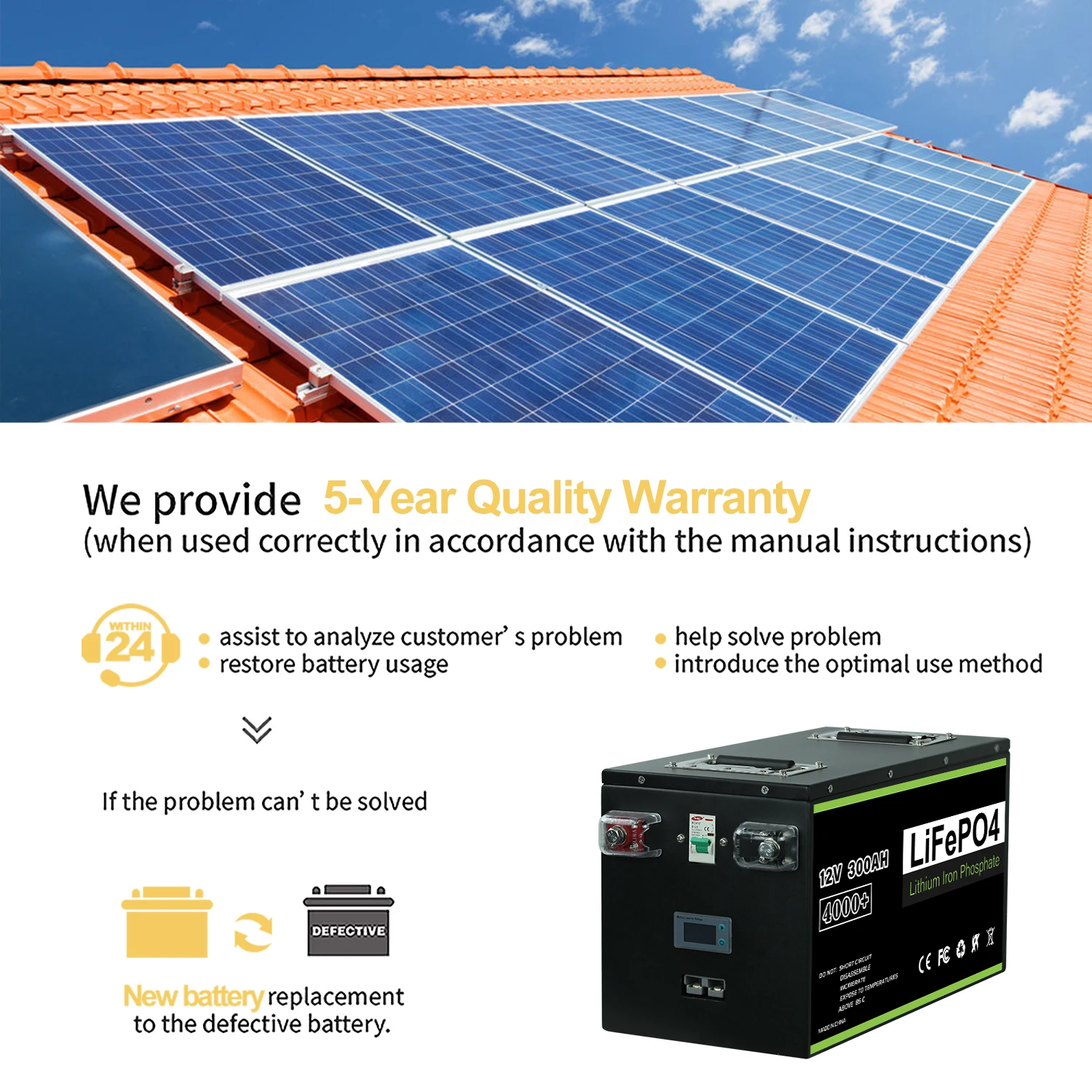 BalanceTime12v 24v 48v 100Ah 200Ah 280Ah 300Ah 400Ah LiFePO4 batería Grado A BMS incorporado para Camping coche Solar sin impuestos y IVA
