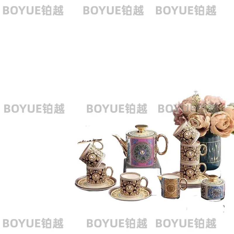 European Bone China Coffee Cup Set Light Luxury Afternoon Tea Mugs Elegant Household Teaware Gift for Her Wholesale