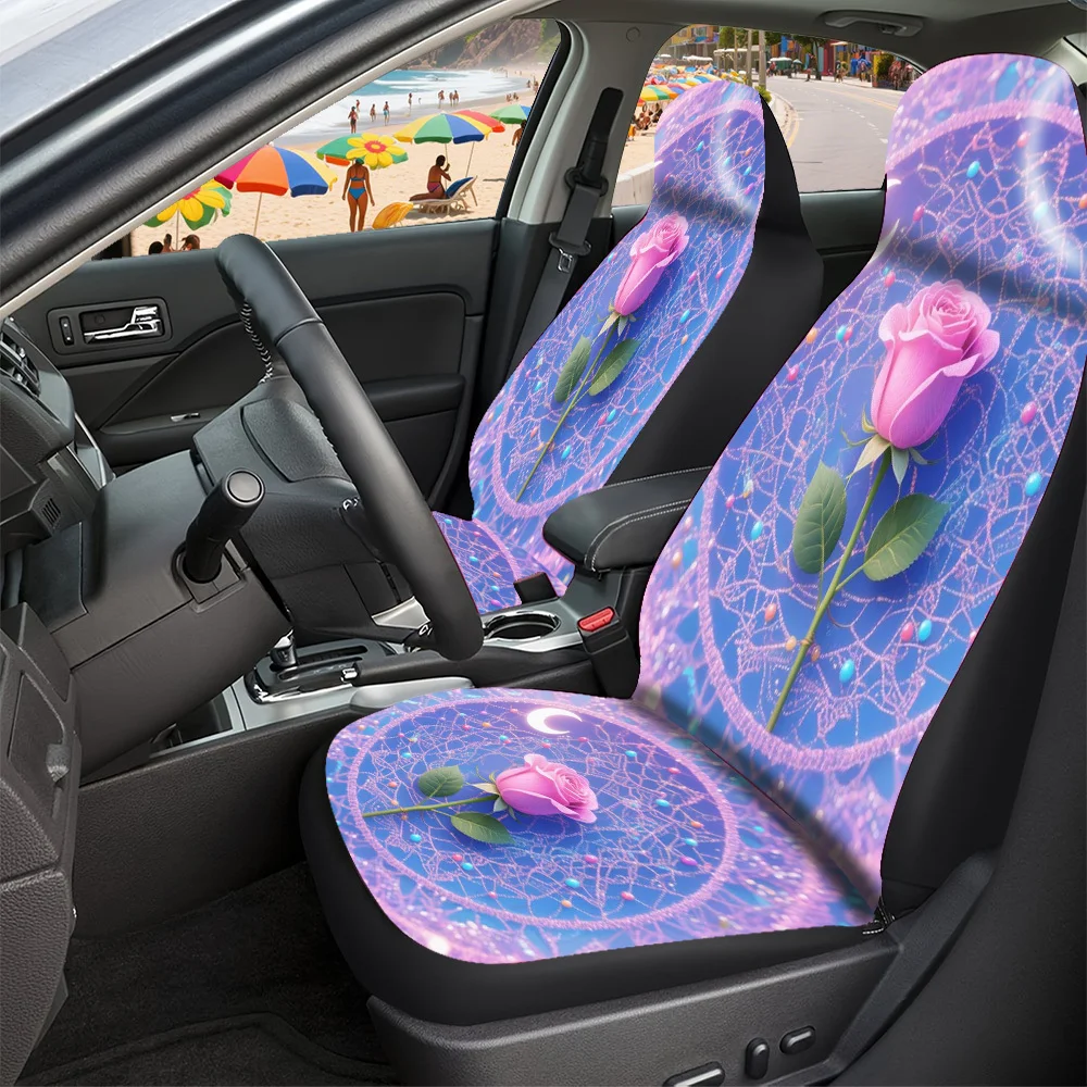 Trendy Printed Car Seat Covers Halloween Christmas New Year Easter Rose Crescent Web Design Material Lucky Gift For Friends Univ