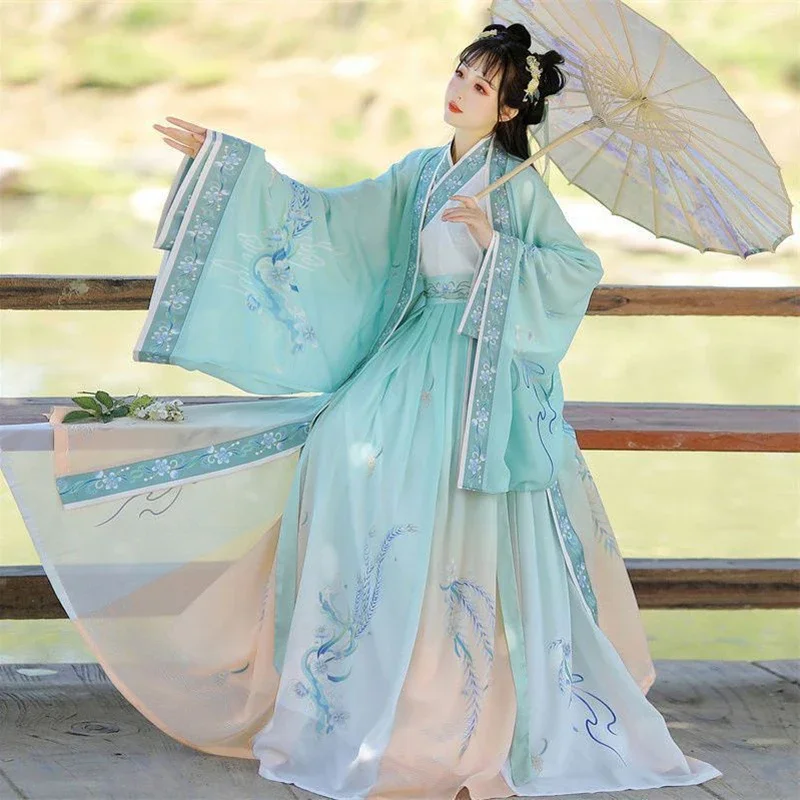 Plus size 2XL hanfu dress women Chinese ancient style hanfu fairy cosplay costume Hanfu dance dress green red sets