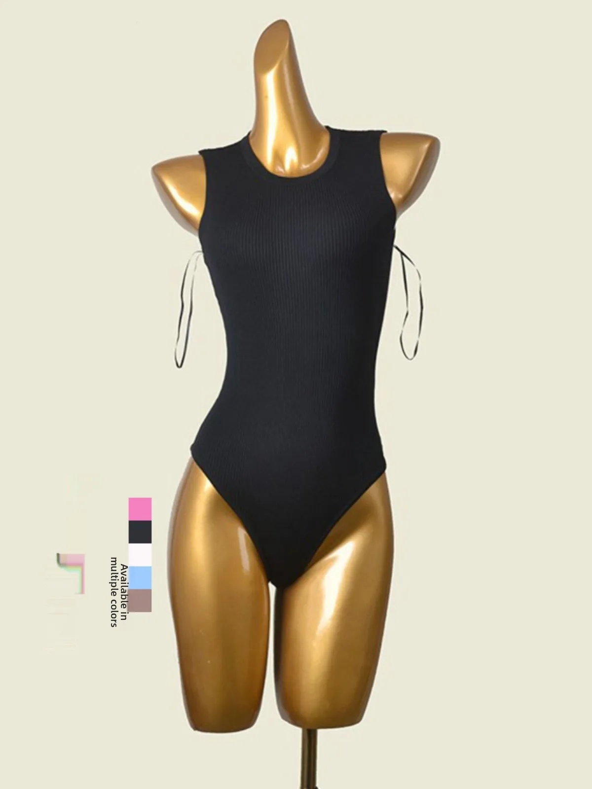 

High Elastici Knitted One-Piece Vest Sexy e Positioning Clothes Hot Girl Hanging Ne Ribbed Comfortable Polyester Suit
