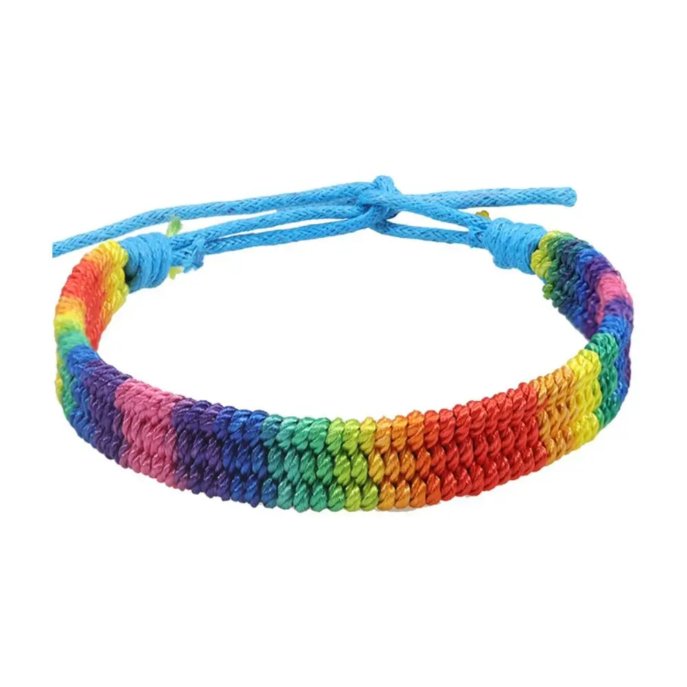 

Classic Rainbow Braided String Bracelet Knitted Jewelry Colorful Handmade Bangle Fashion Adjustable