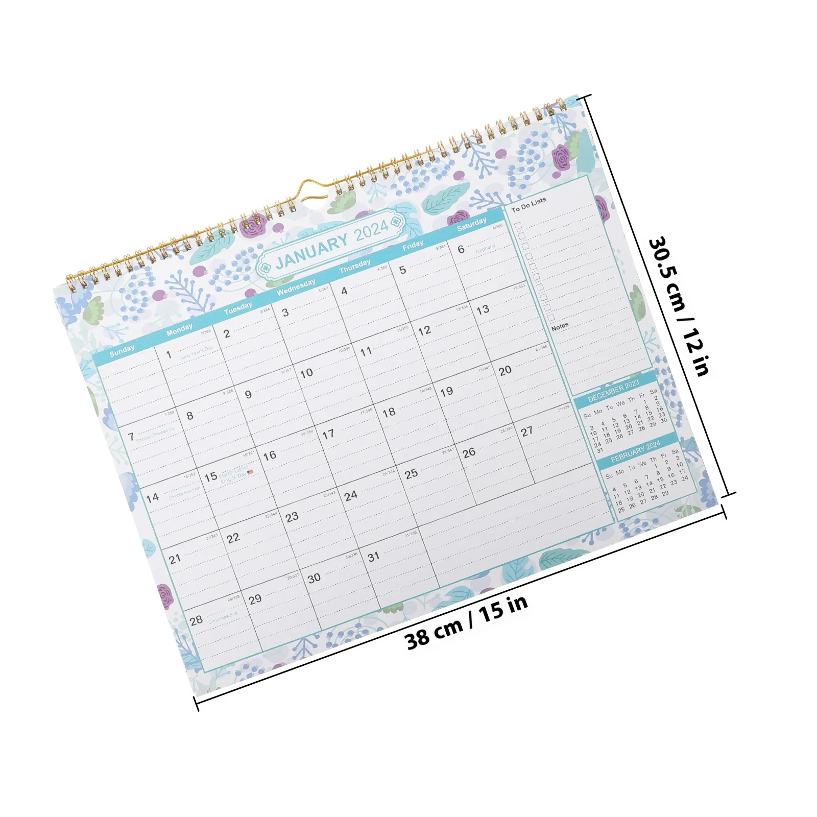 Household Calendar Office Hanging English Monthly 2024 Coated Paper Practical Daily Use Festivals Dates Clear Write