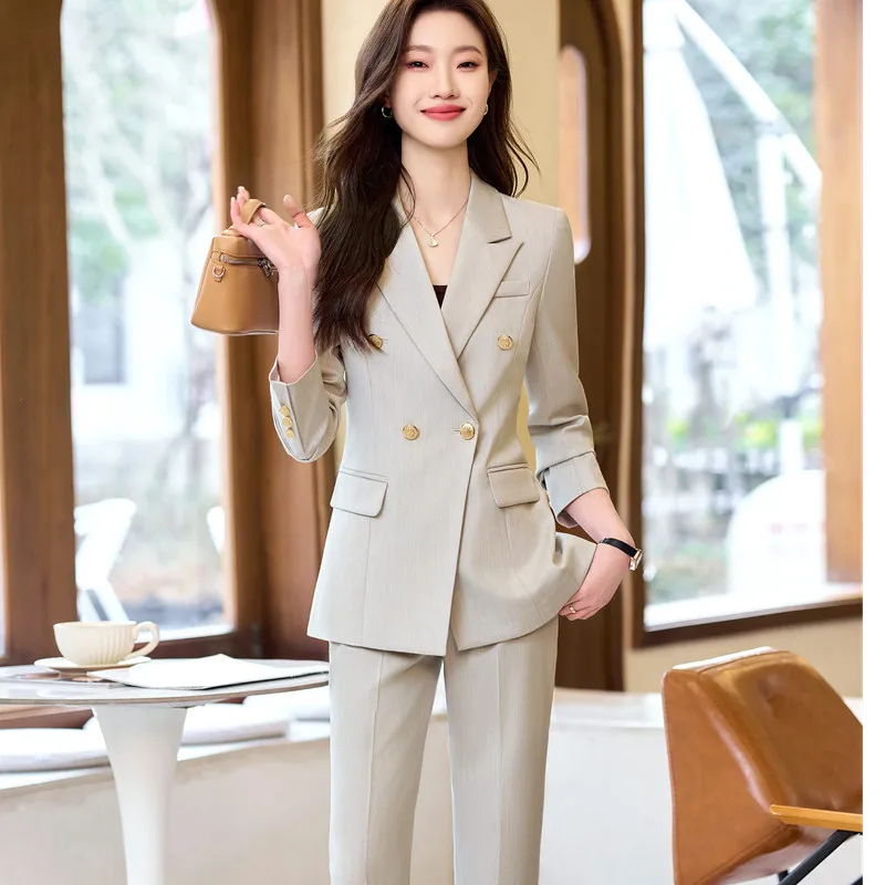 NAVIU Navy Blue Suits Women New Autumn Fashion Professional Business Formal Slim Blazer And Pants Sets Office Lady Work Wear