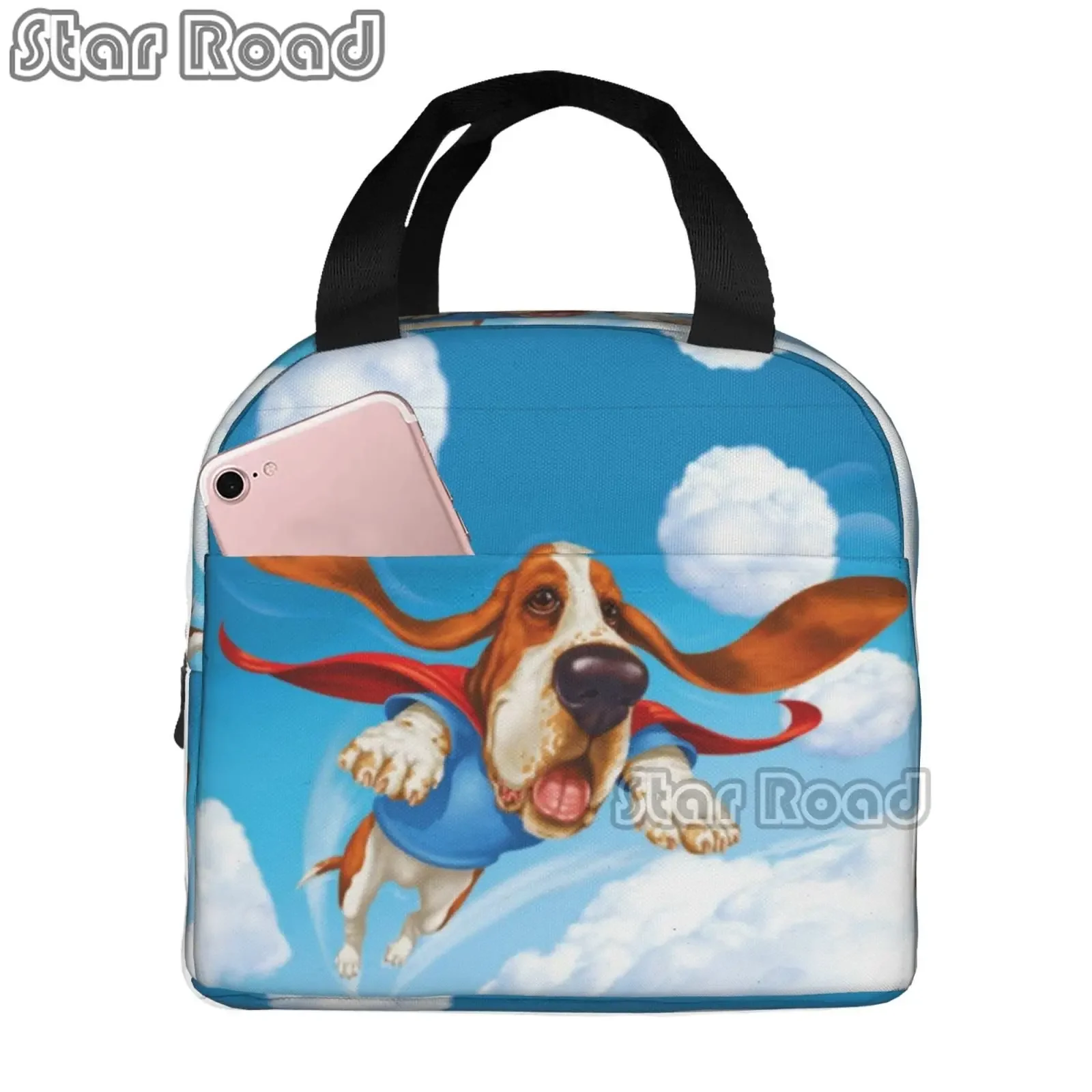 Custom Basset Hound Dog Lunch Bag Men Women Cooler Warm Insulated Lunch Boxes for Work Workout Outdoors Picnic Beach Travel