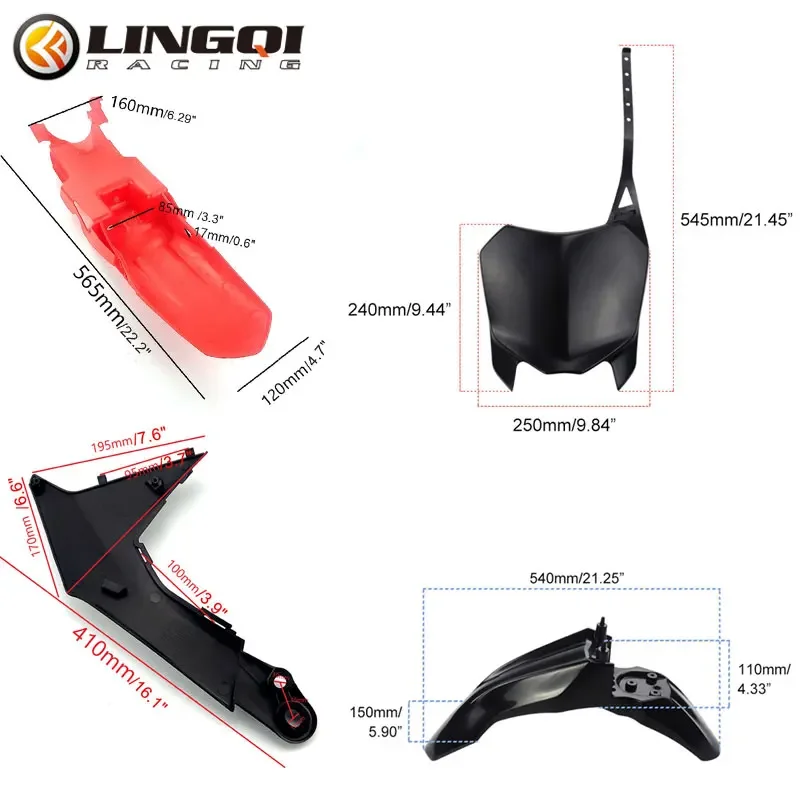 

LYNNCHI Motorcycle CRF110 Fairing Set Body Kit Fender Mudguard Number Plate Protective Cover For CRF 110 2013 Pit Dirt Bike Part