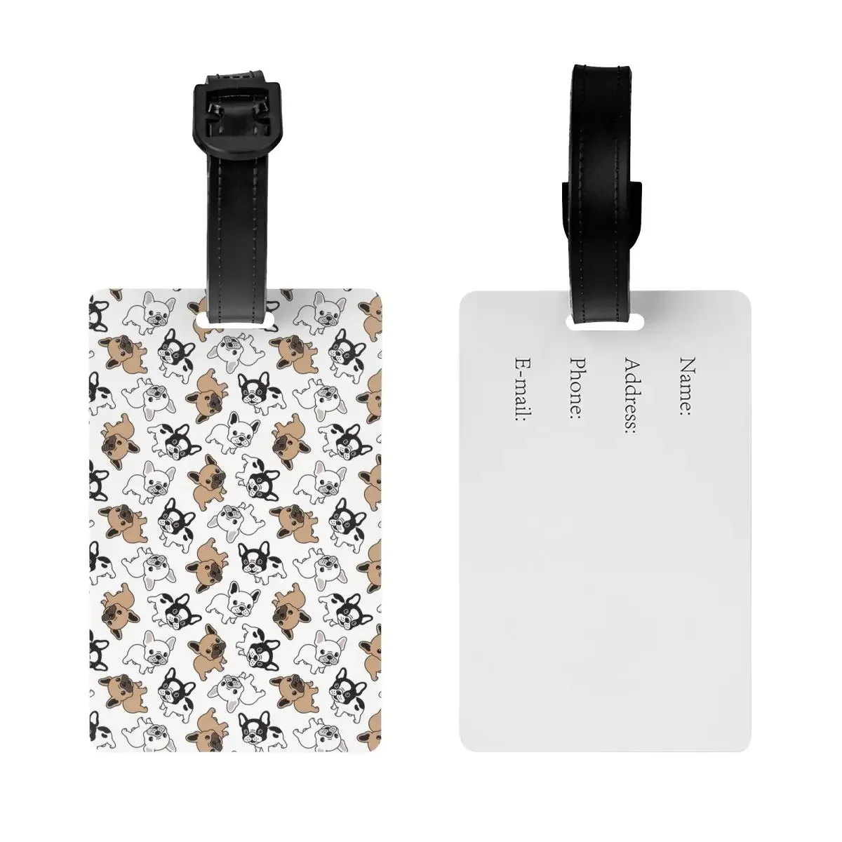 Custom French Bulldog Luggage Tag With Name Card Frenchie Dog Lover Privacy Cover ID Label for Travel Bag Suitcase