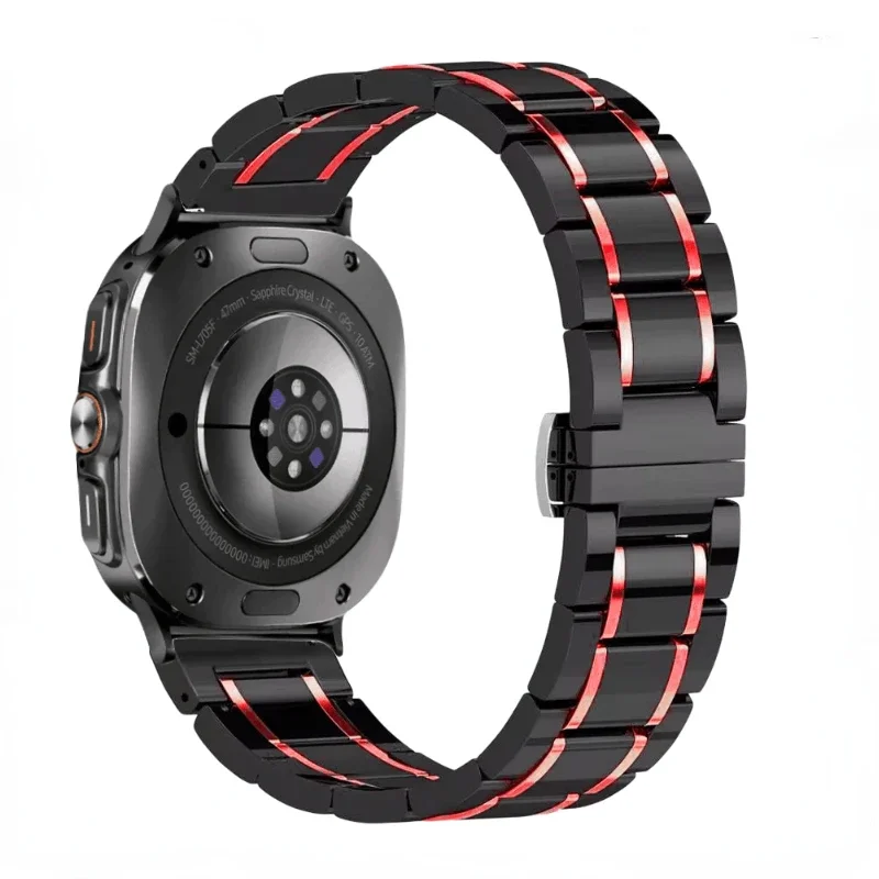 حزام معدني لساعة سامسونج جالاكسي 8 الترا 47 ملم سوار معصم معدني رياضي من السيراميك جالاكسي ساعة 7 حزام بديل فائق