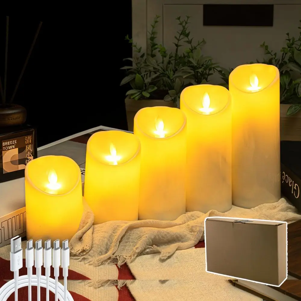 Electronic LED Candle Light Rechargeable Remote Control Flameless Flickering Lamp Wedding Party Home Decor Romantic Gift Light